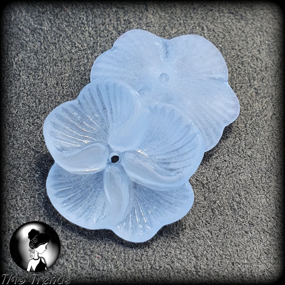 4 Blüten aus Acryl Viola gefrostet - blau - 20mm