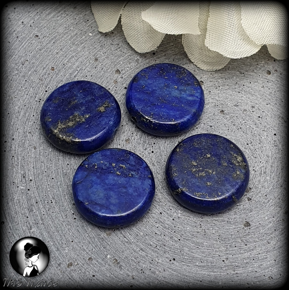 4 Perlen Lapis Lazuli, Buttons, Münzen, 16mm