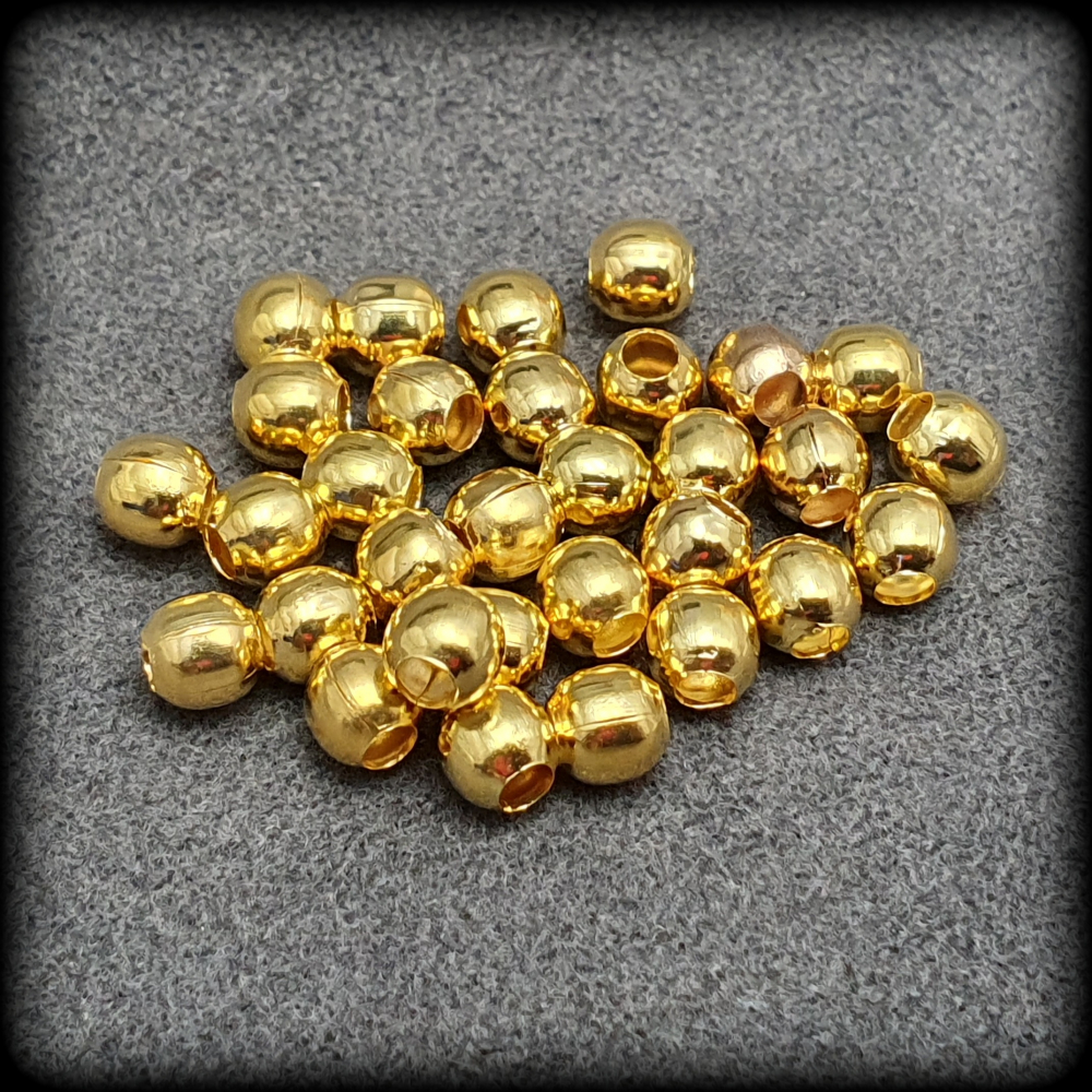 30 Metallperlen, Spacer, Kugeln, ca. 5mm, goldfarbig, Schmuck Basteln