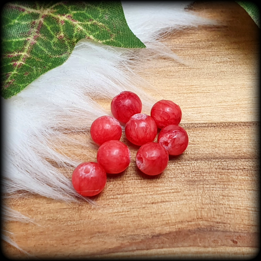 8 Perlen, Kugel, rote Jade, 6mm, für Schmuck, Basteln, DIY