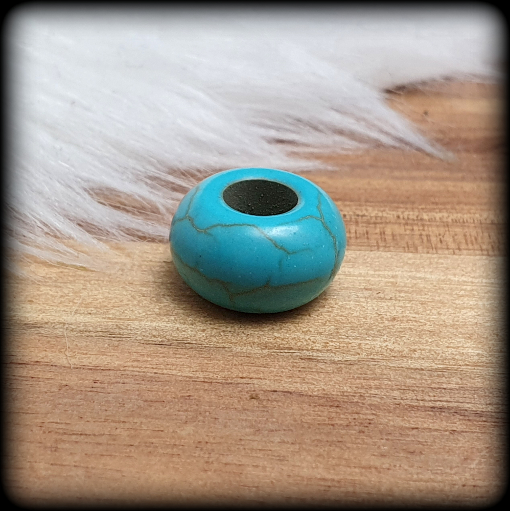 Großlochperle, Türkis, 14mm