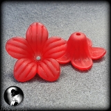 4 Blüten Kappen gefrostet matt - rot - 25mm