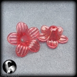 4 Blüten Kappen transparent - rot - 25mm