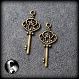 3 Charms, Vintage, Schlüssel, antik bronzefarbig