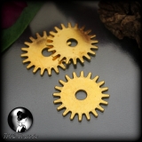 3 Gearwheels Zahnräder Steampunk antik goldfarbig