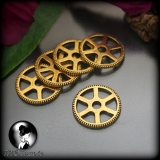 5 Gearwheels Zahnräder Steampunk antik goldfarbig