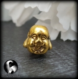 3 Metallperlen lachender Buddha, antik gold 10mm