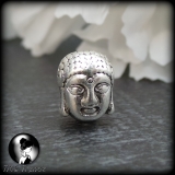 3 Metallperlen Buddha Kopf, antik silber 10mm