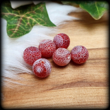 6 Perlen Dragonvein Achat, Feuerachat, Rot, Matt, 10mm